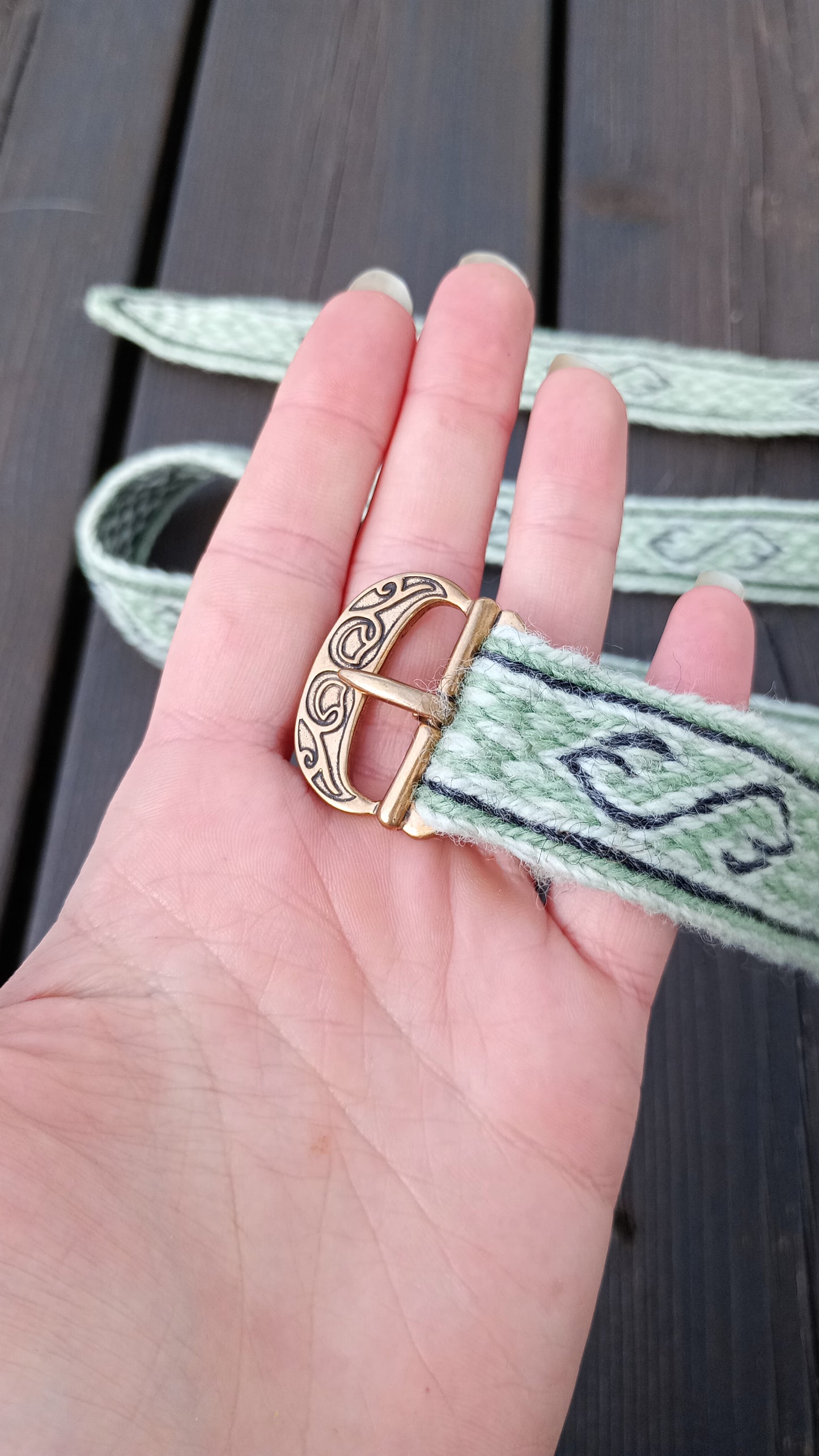 Noble medieval belt with brass buckle