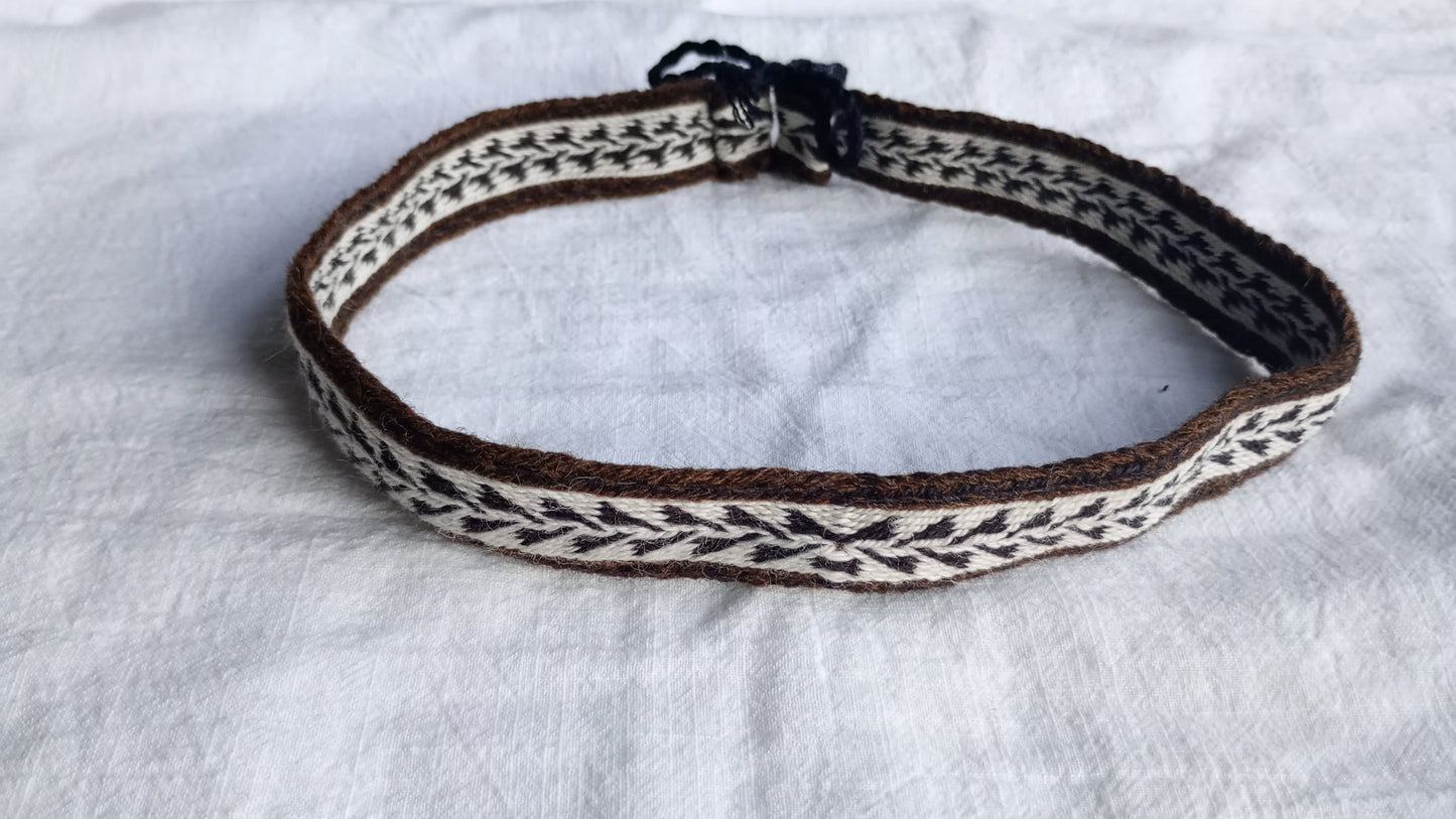 White and brown adjustable headband