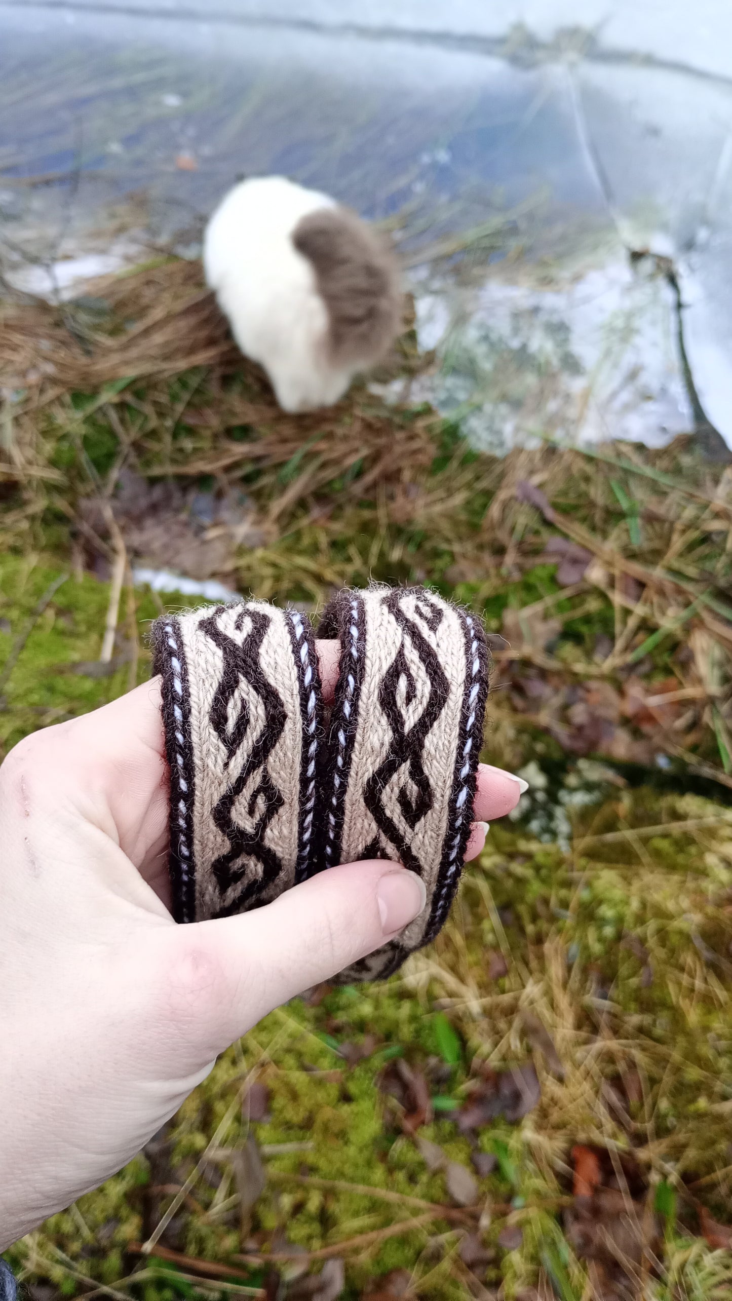 Belt in brown with liane pattern