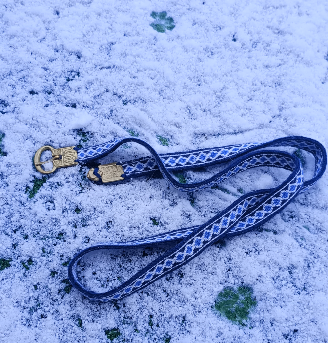 Anglo-Saxon belt from Cambridge. Brass buckle and plant dyed wool
