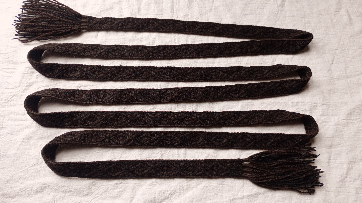 Extra long black and brown belt with diamonds