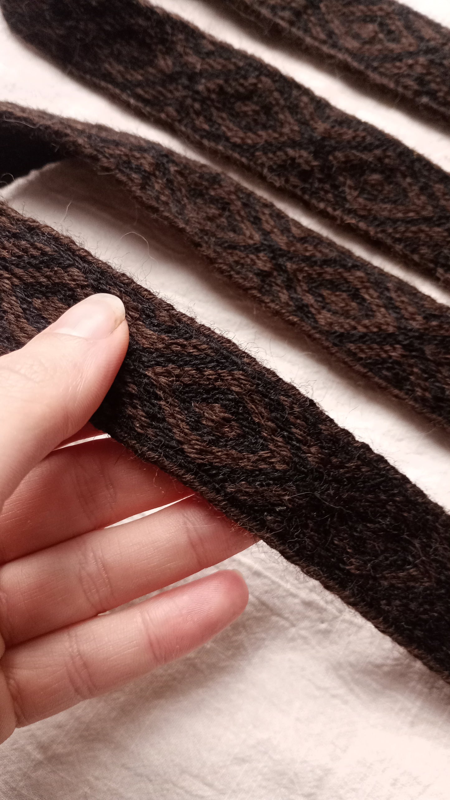 Extra long black and brown belt with diamonds