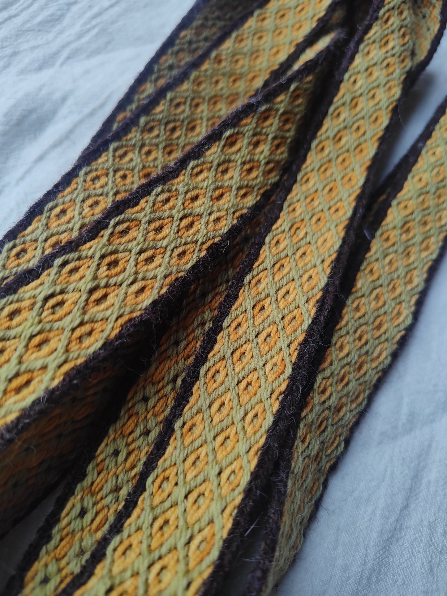 Simple plant dyed belt with diamonds