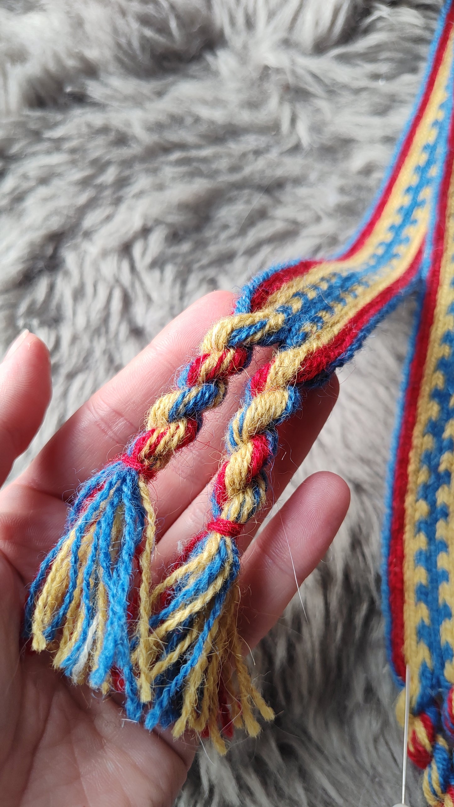 Bright blue,red and yellow Latvian folk costume belt