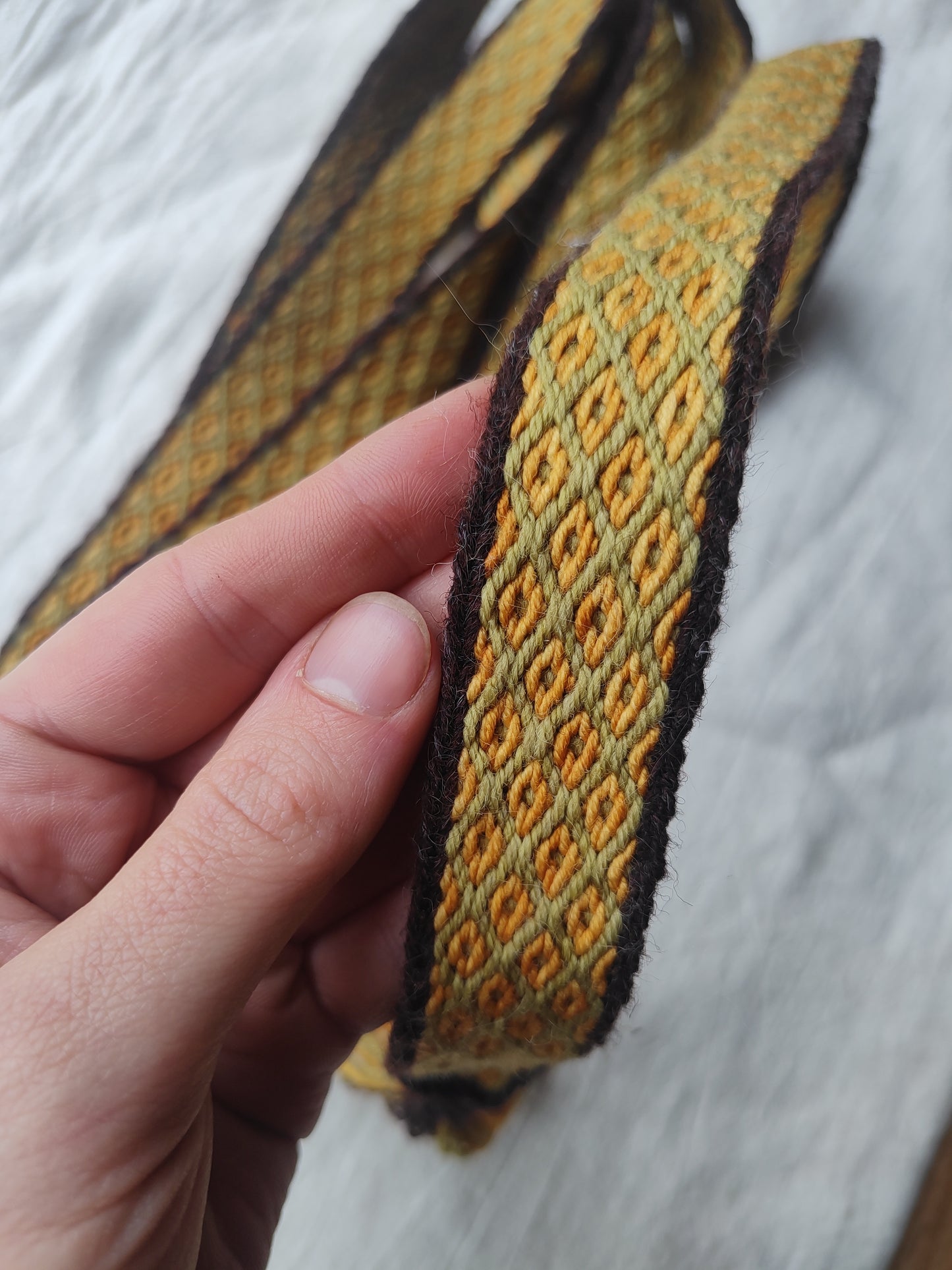 Simple plant dyed belt with diamonds