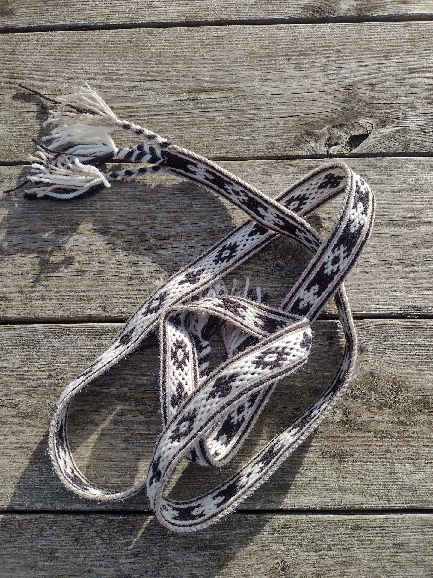"Helios" - belt in white and brown