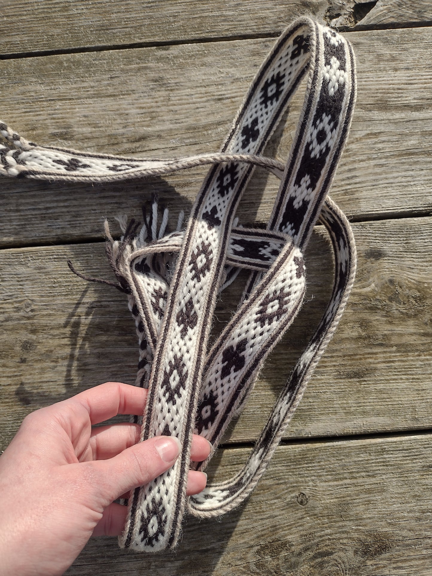 "Helios" - belt in white and brown