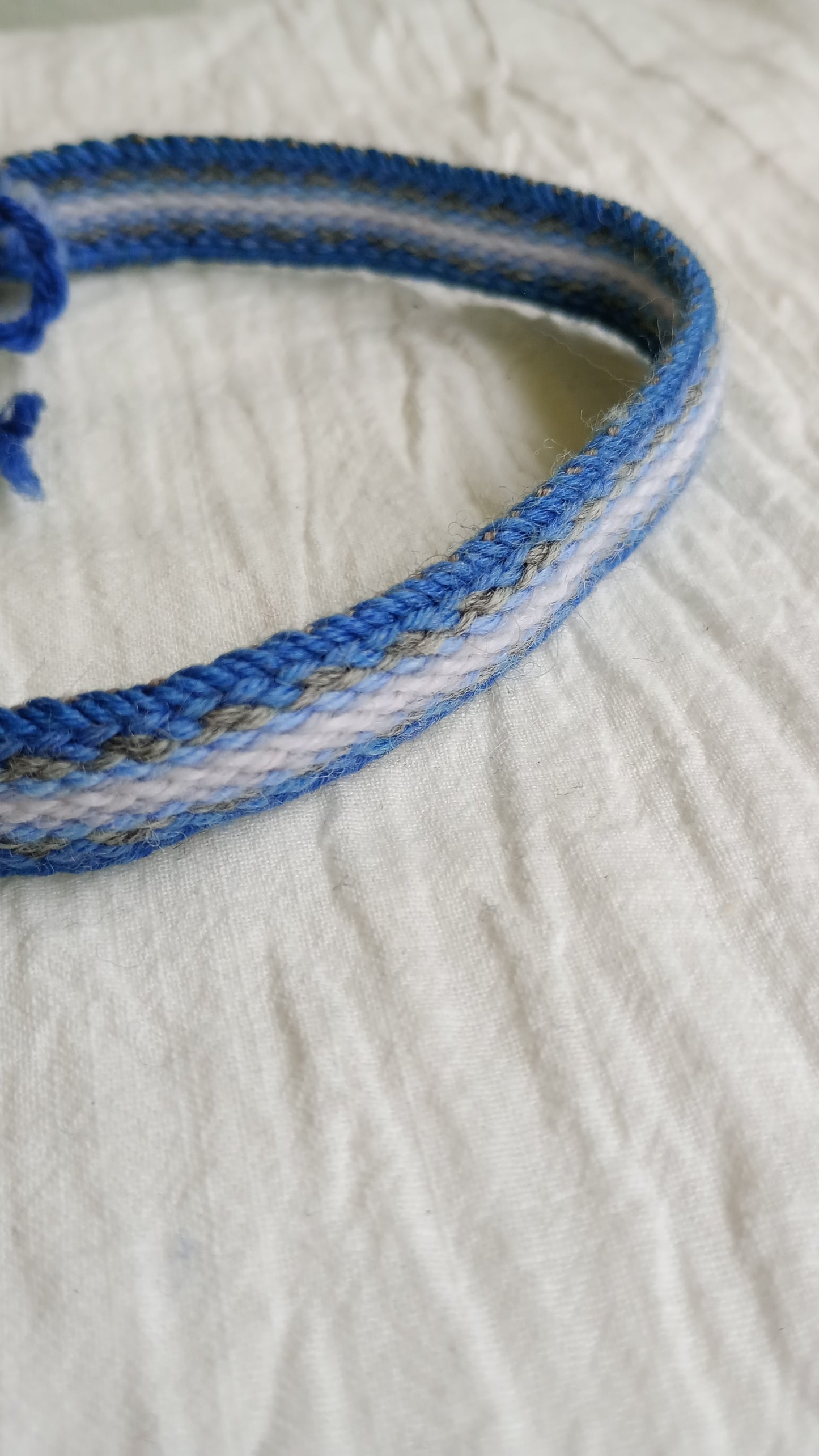 Baltic style headband in shades of sea blue