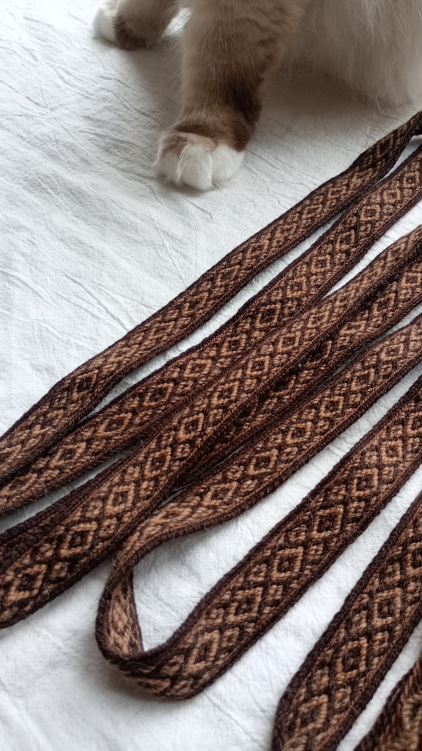 Extra long belt with brown diamonds