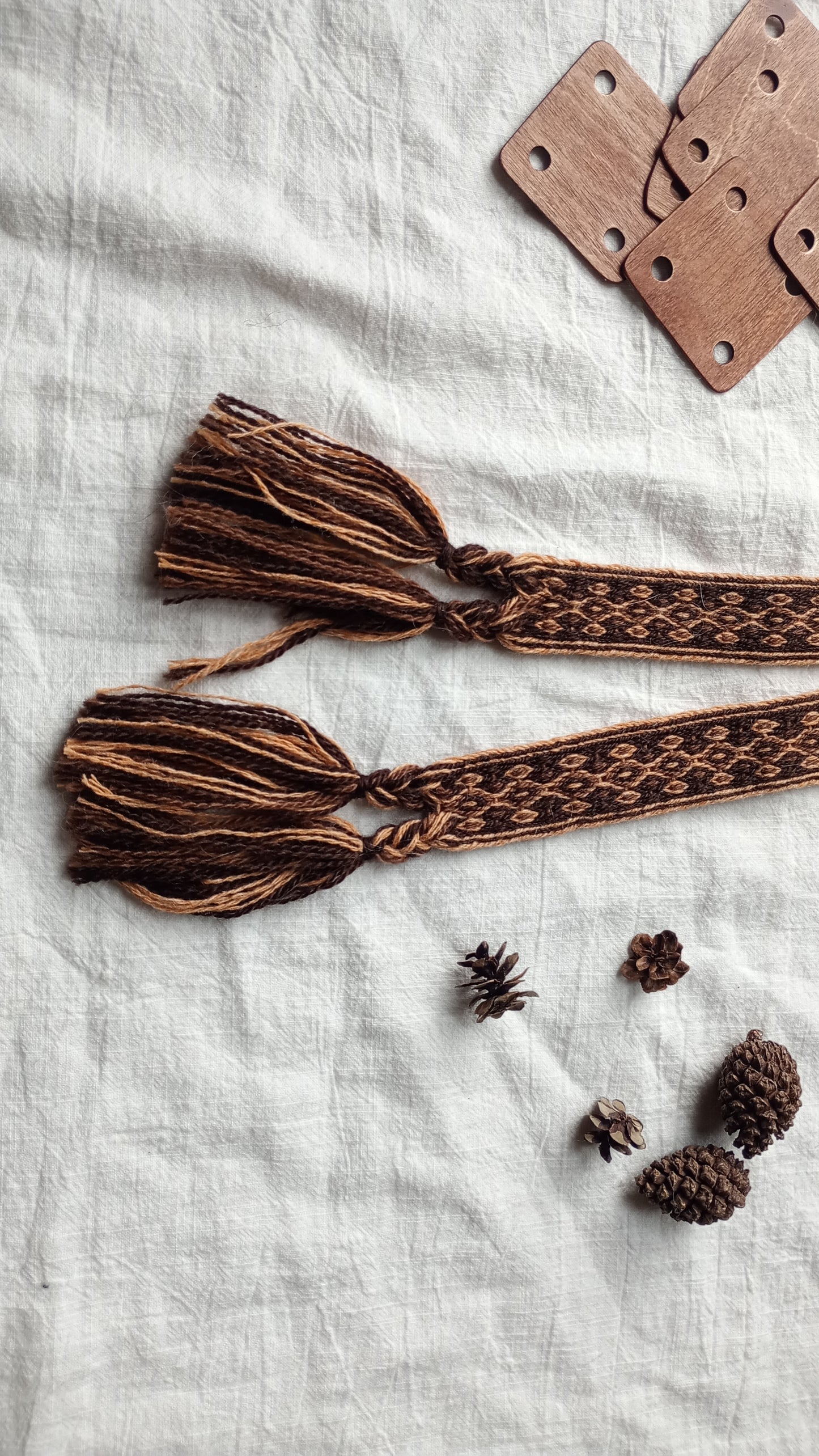 Orange and brown diamond patterned belt