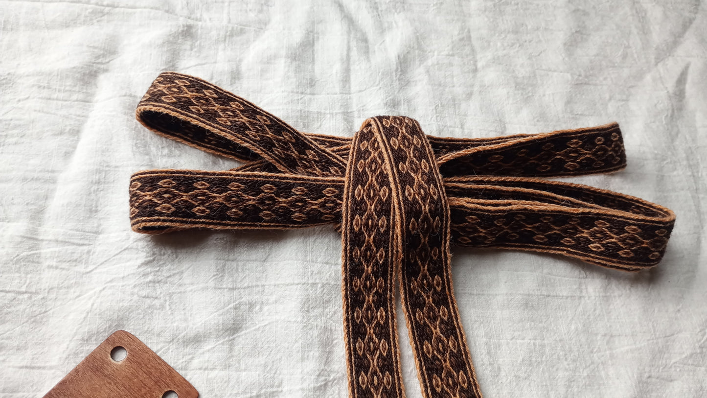 Orange and brown diamond patterned belt