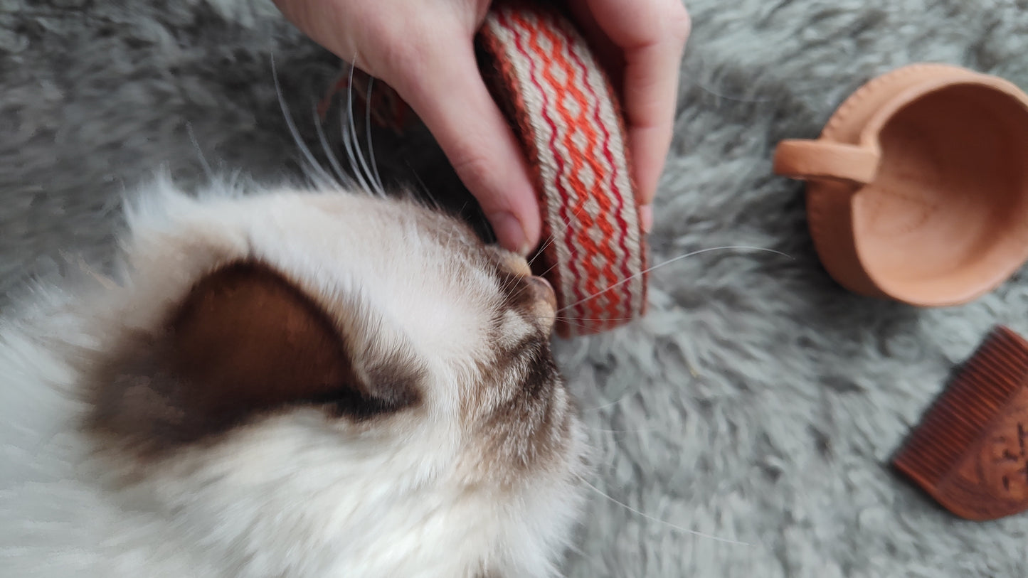 Double sided baltic belt in beige and orange