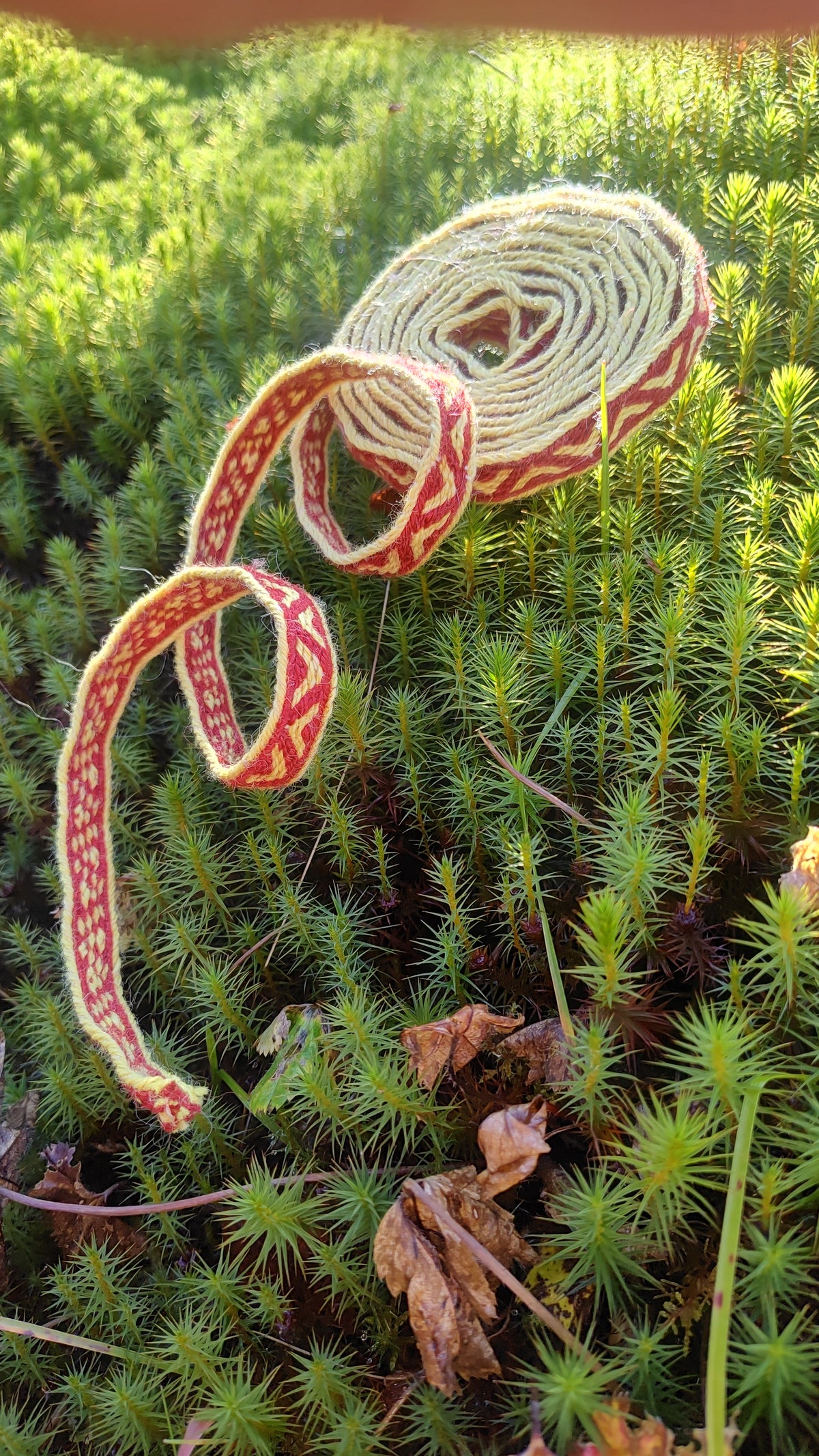 Medieval Latvian ribbon made of plant dyed yarns