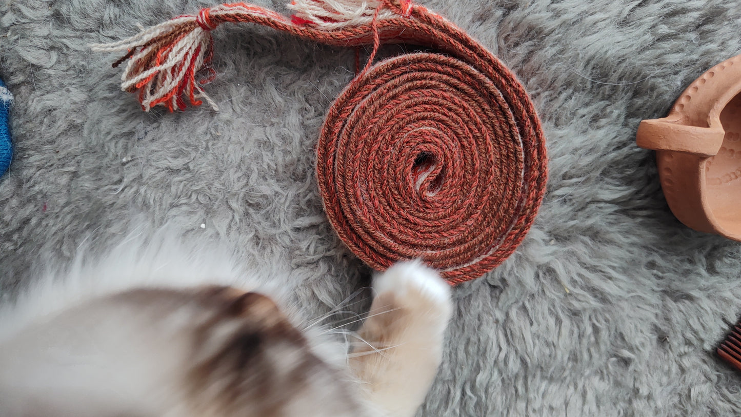 Double sided baltic belt in beige and orange