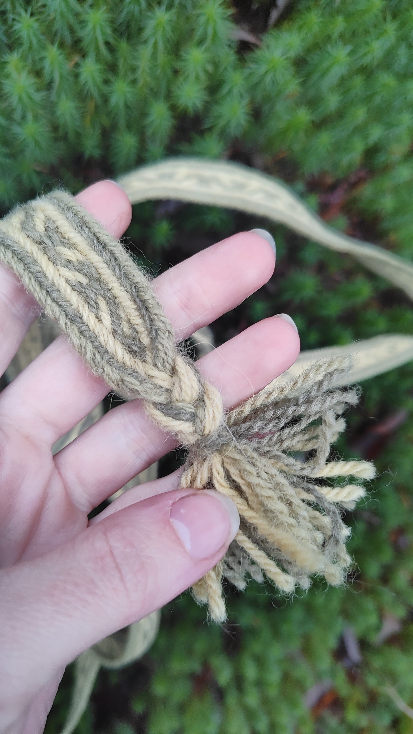 Extra long plant dyed belt with Latvian ∾ pattern