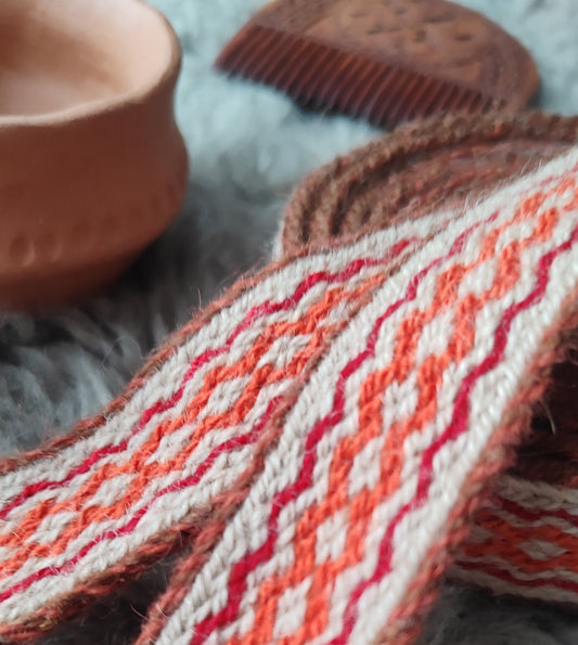 Double sided baltic belt in beige and orange