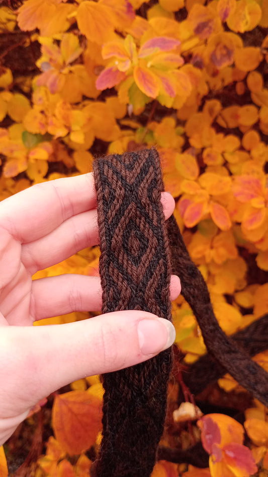 Extra long black and brown belt with diamonds