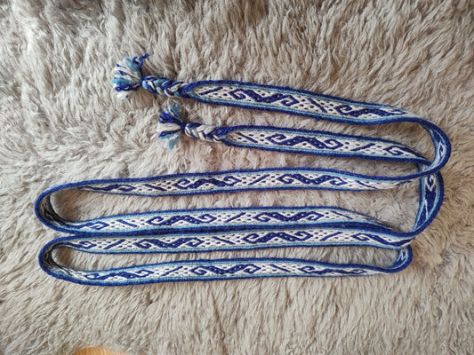 Belt with historical Latvian pattern in blue
