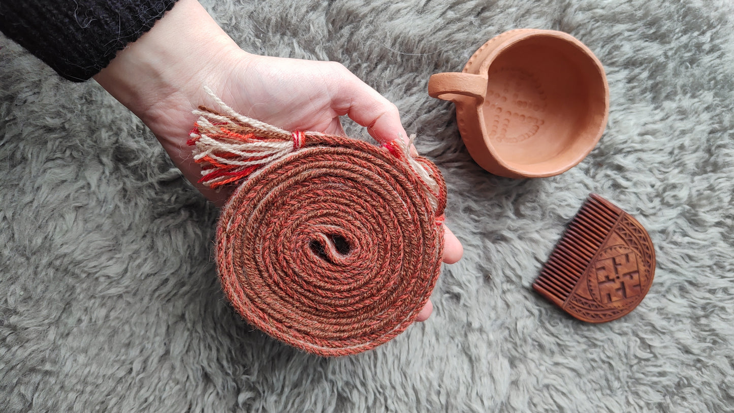 Double sided baltic belt in beige and orange