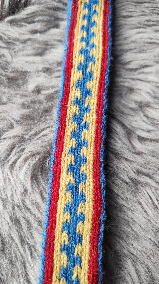 Bright blue,red and yellow Latvian folk costume belt