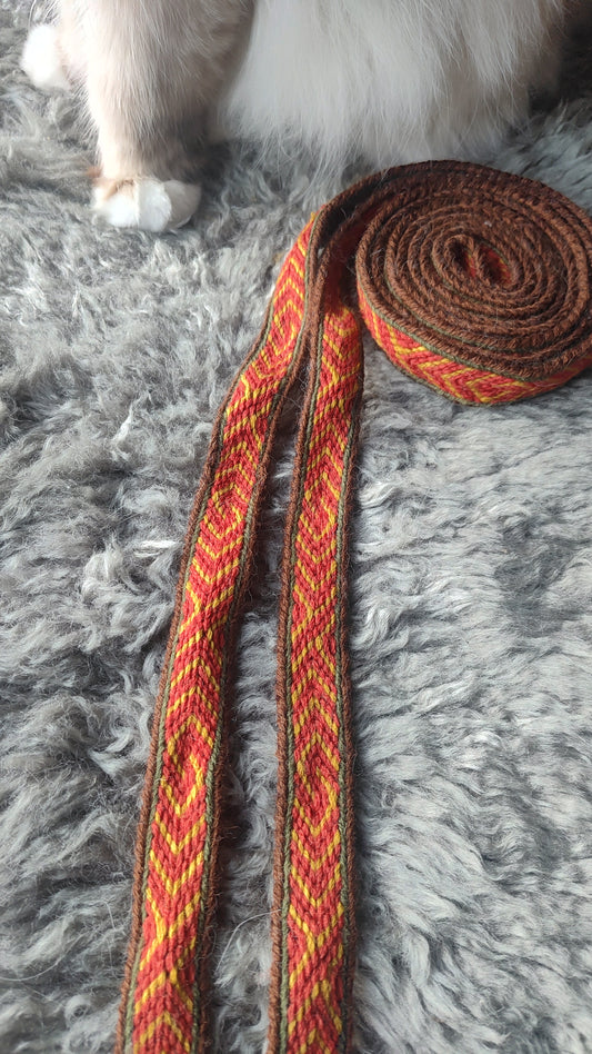 Narrow belt with red pattern