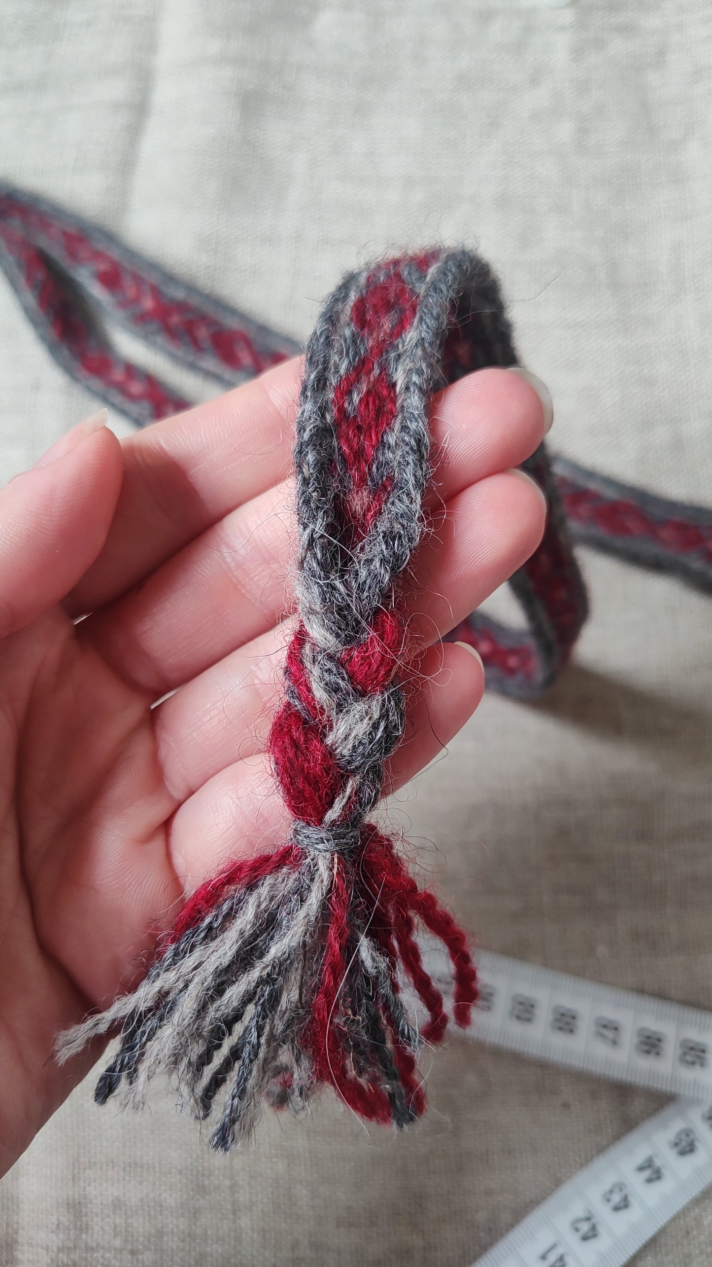 Tablet woven belt based on pre-christian Latvian band (cruelty free wool)