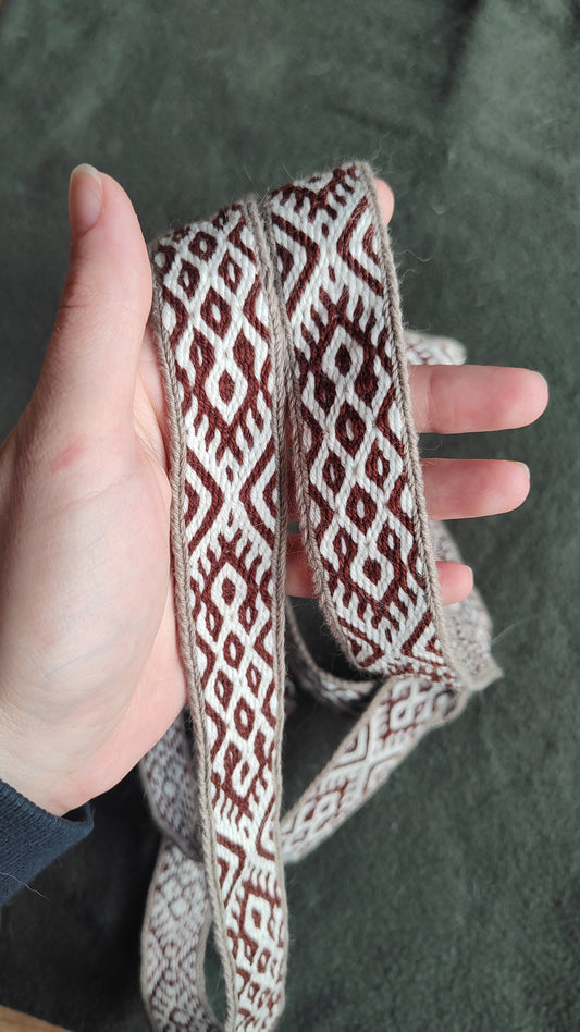 Belt with Finnish Iron Age ''applesies in grand sieve'' pattern