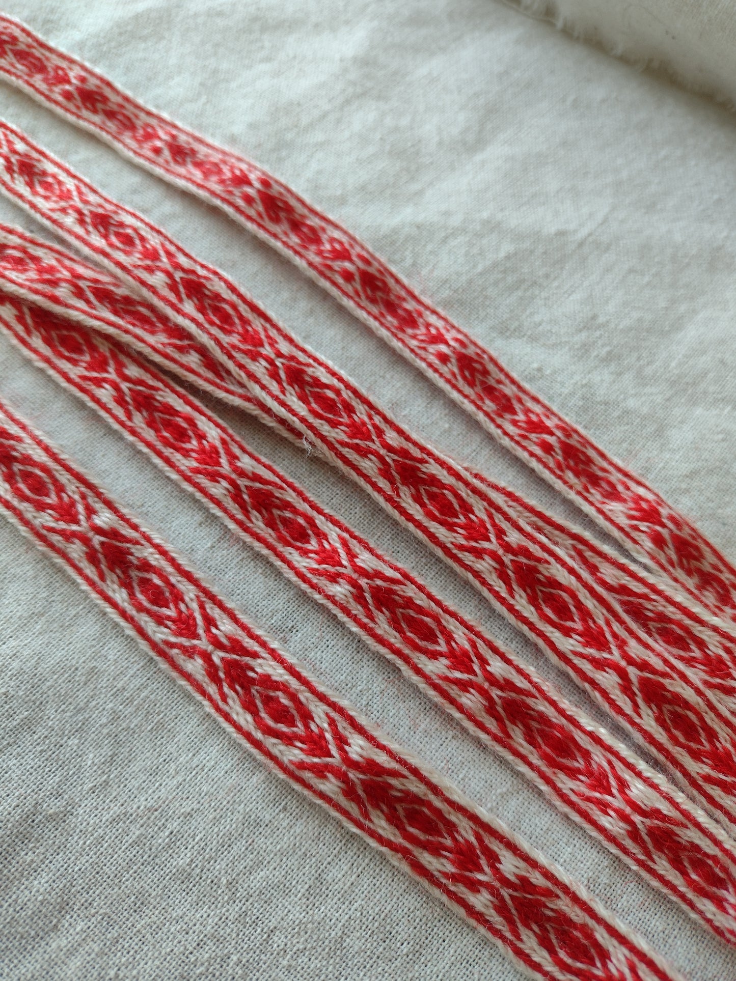 Folk style red and white ribbon