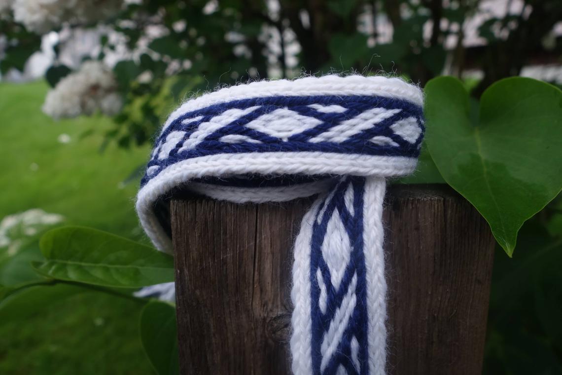 Made to order - White and blue ribbon with X pattern
